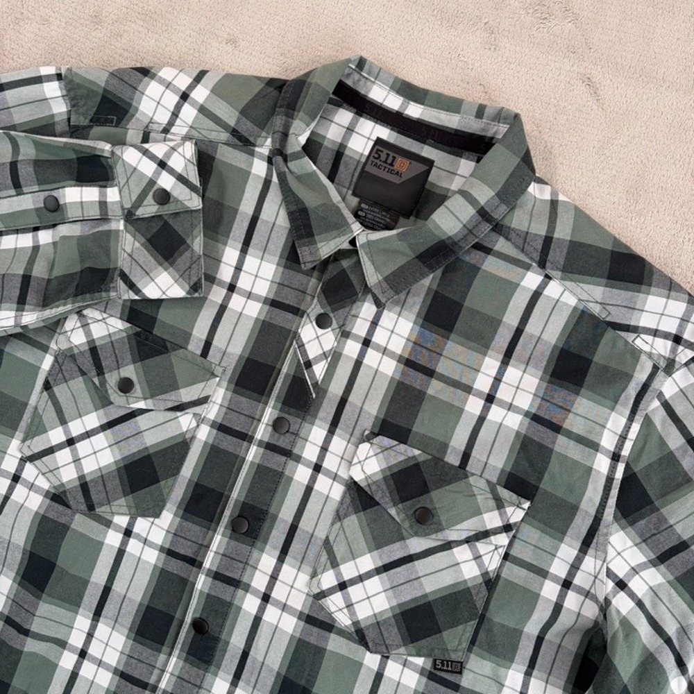 5.11 Tactical Performance Button Up Shirt in Green Black Plaid Men XL Long Sleev